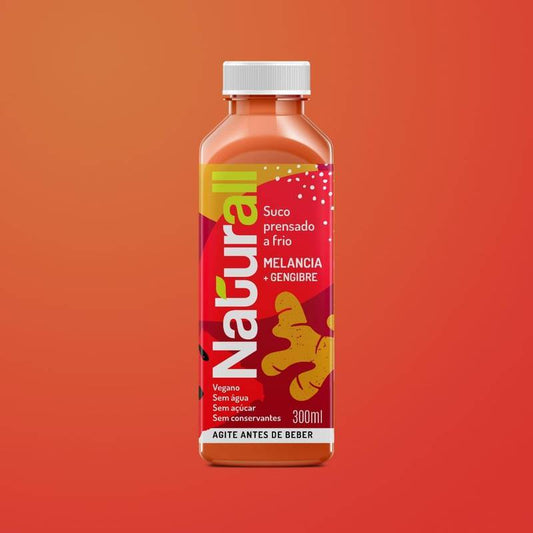 SUCO NATURALL - MELANCIA c/ GENGIBRE - 100% Natural, Prensado à frio e só a fruta - 300ml